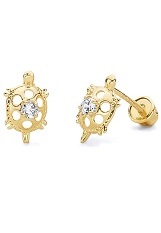 terrific tiny turtle cubic zirconia earrings for babies